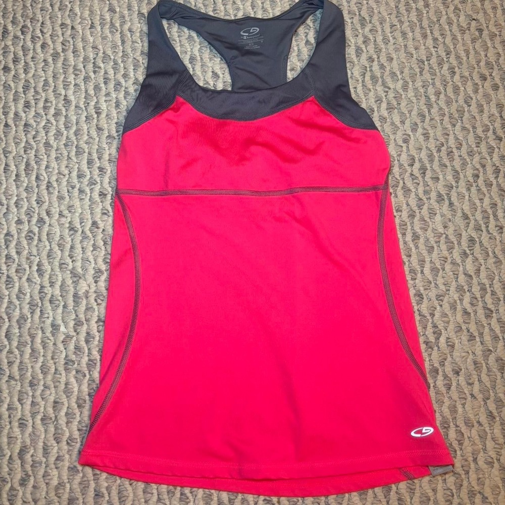 Y2K pink workout tank with built in bra by champion size medium